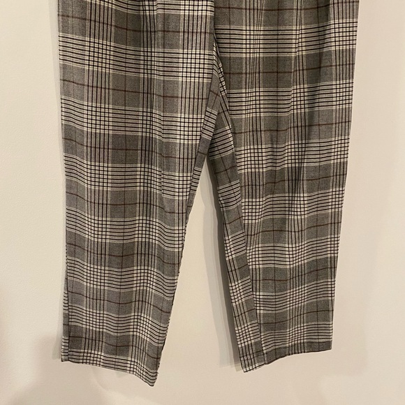 H&M Black White Plaid High Waisted Business Casual Trouser Pants - Picture 3 of 10